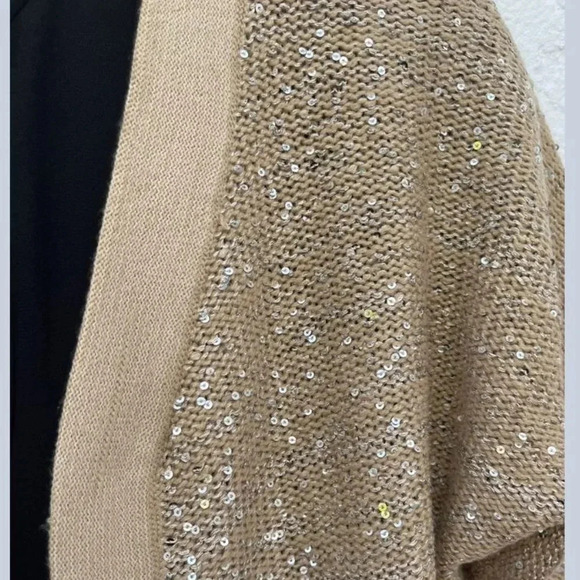 Isabella Rodriguez Short Sleeves Sequin Detailed Crochet Sweater Beige Sz Large - Picture 5 of 8